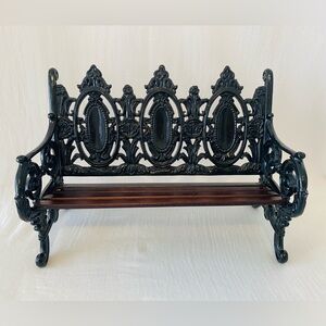 Elegant Black and Brown Decorative Bench, Vintage